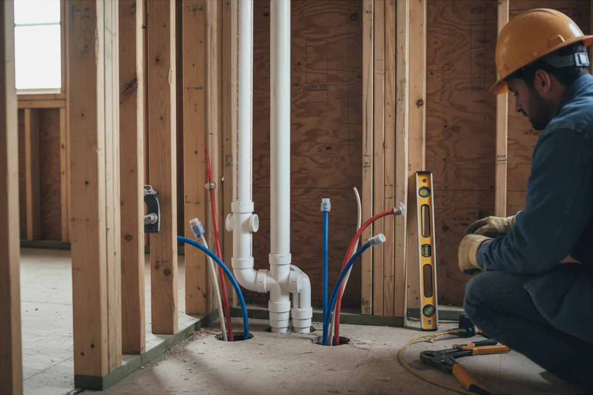 Drain and supply rough-in during Drain Cleaning in Boston